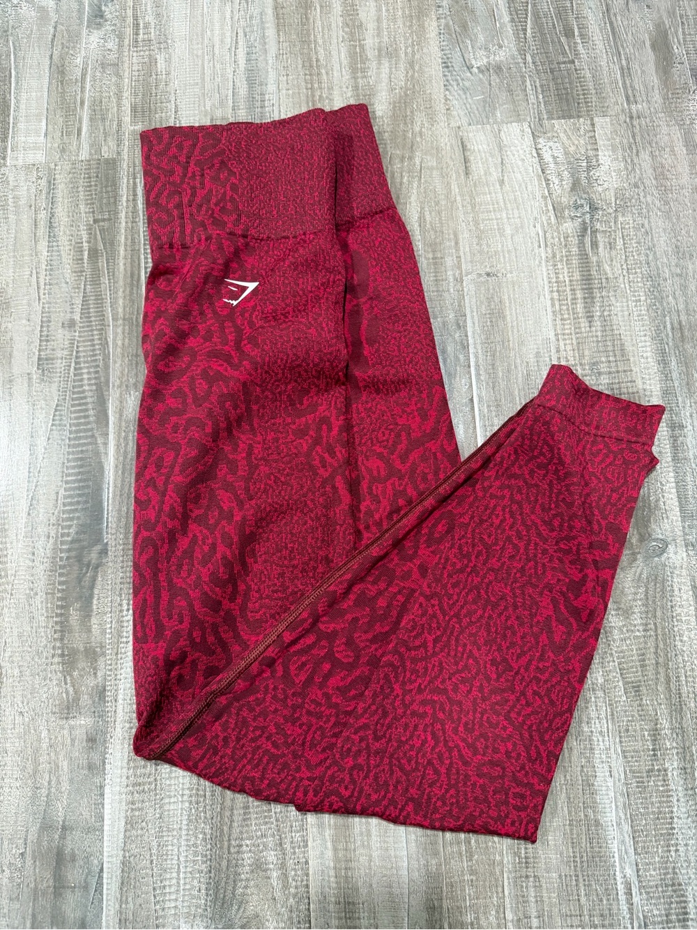 Gymshark Burgundy Tonal Animal-Print Seamless Leggings